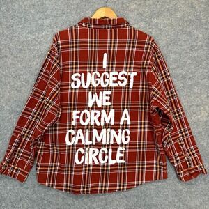 Cakeworth Hokus Pokus Calming Circle Flannel Shirt Adult 3XL Red Plaid Button Up